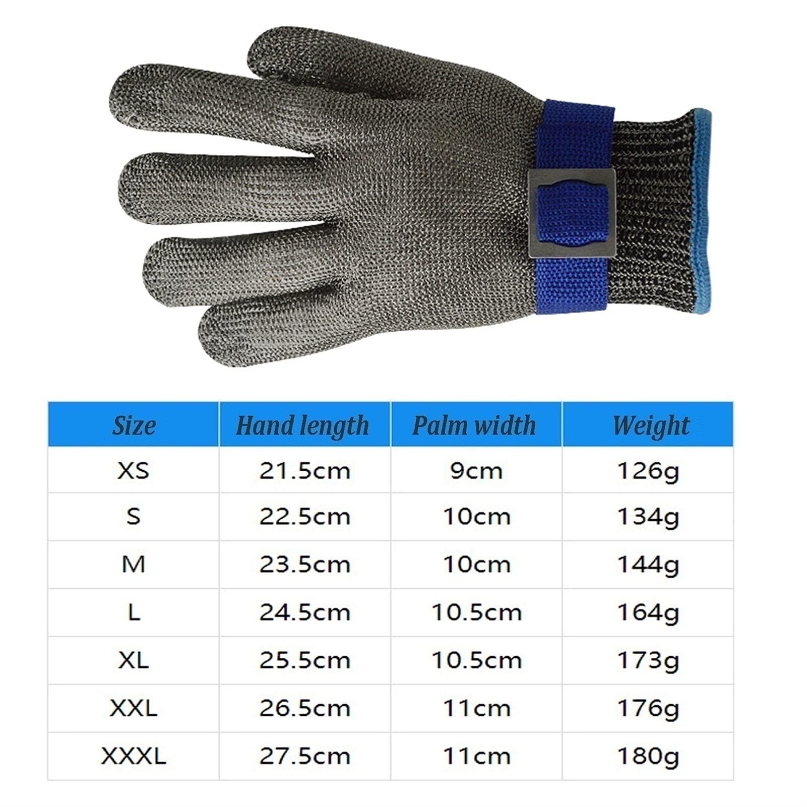 Antiestutado De Acero Inoxidable con 2pcs Guantes, Metal Seguro De Grado Alimenticio, Suave, Cómodo Y Fácil De Limpiar. (Color : Gloves-XXXL, Size : 55X70cm)