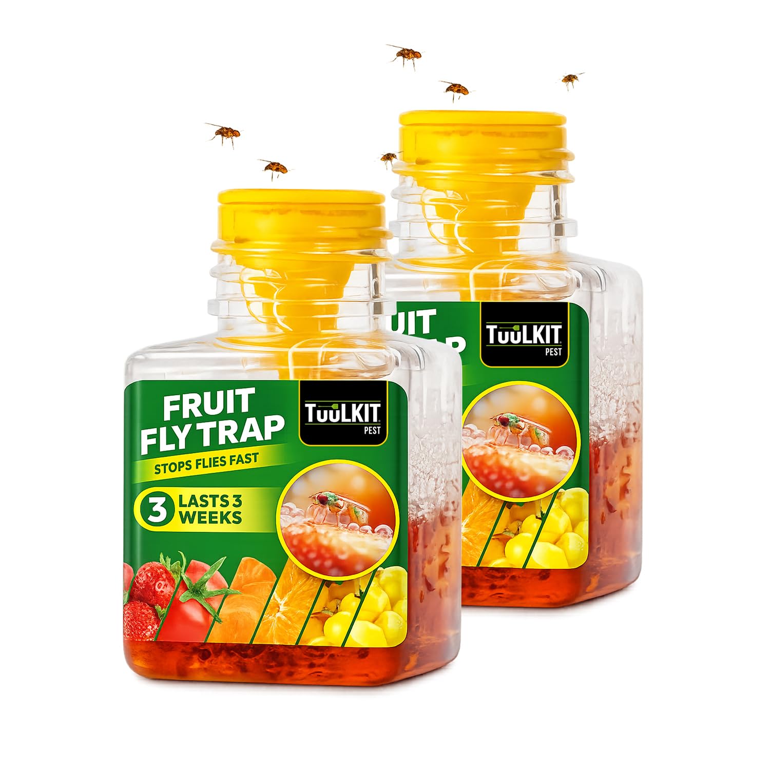 TuuLKIT Fruit Fly Trap, Ready to Use, Non-Toxic, 2 Pack (20mlx2)