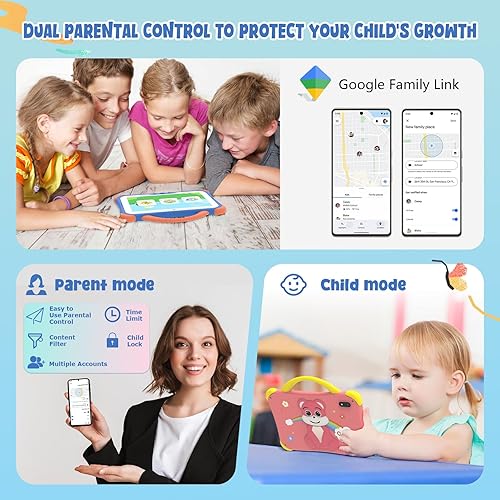 Miniatura 4 de CWOWDEFU Tableta para niños de 7 pulgadas Pro, 8 GB+64 GB, tableta de aprendizaje para niños con funda, Android 14,4000 mAhcontrol parentalcámara