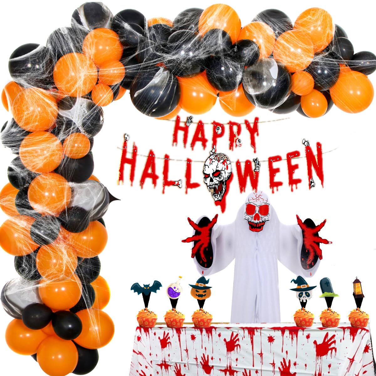 HAPPY HALLOWEEN PALLONCINO TESCHIO Cm 46 Diam. 18" In MYLAR FESTA PARTY - Foto 9