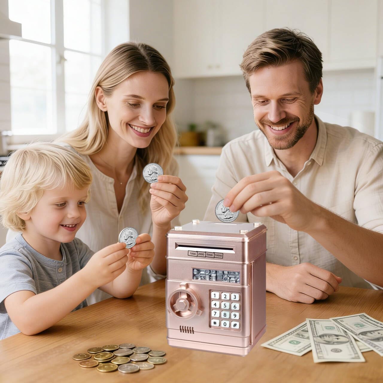 Piggy Bank for Kids, ATM Electronic Password Cash Coin Bank, Money Saving Box for Kids, Boys Girls Birthday Gift (New Rose Gold) image 2
