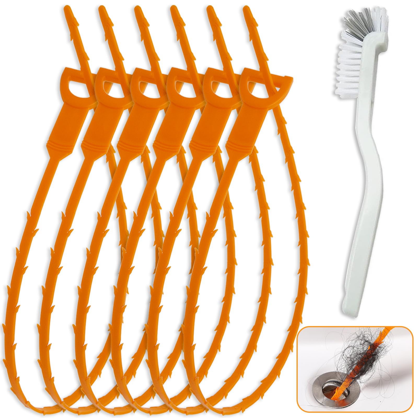 6 Stück Abflussreiniger Spirale 90cm - Edelstahl Mit Nylonbeschichtung