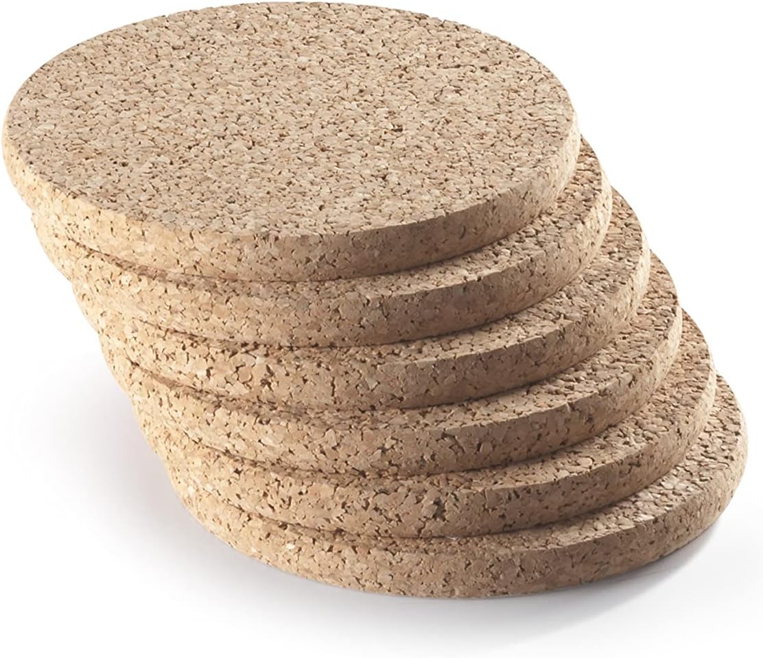 WidgetCo 1/2" x 6" Round Cork for Placemats, Cork Trivets, Plant Holderss (Pack of 6)