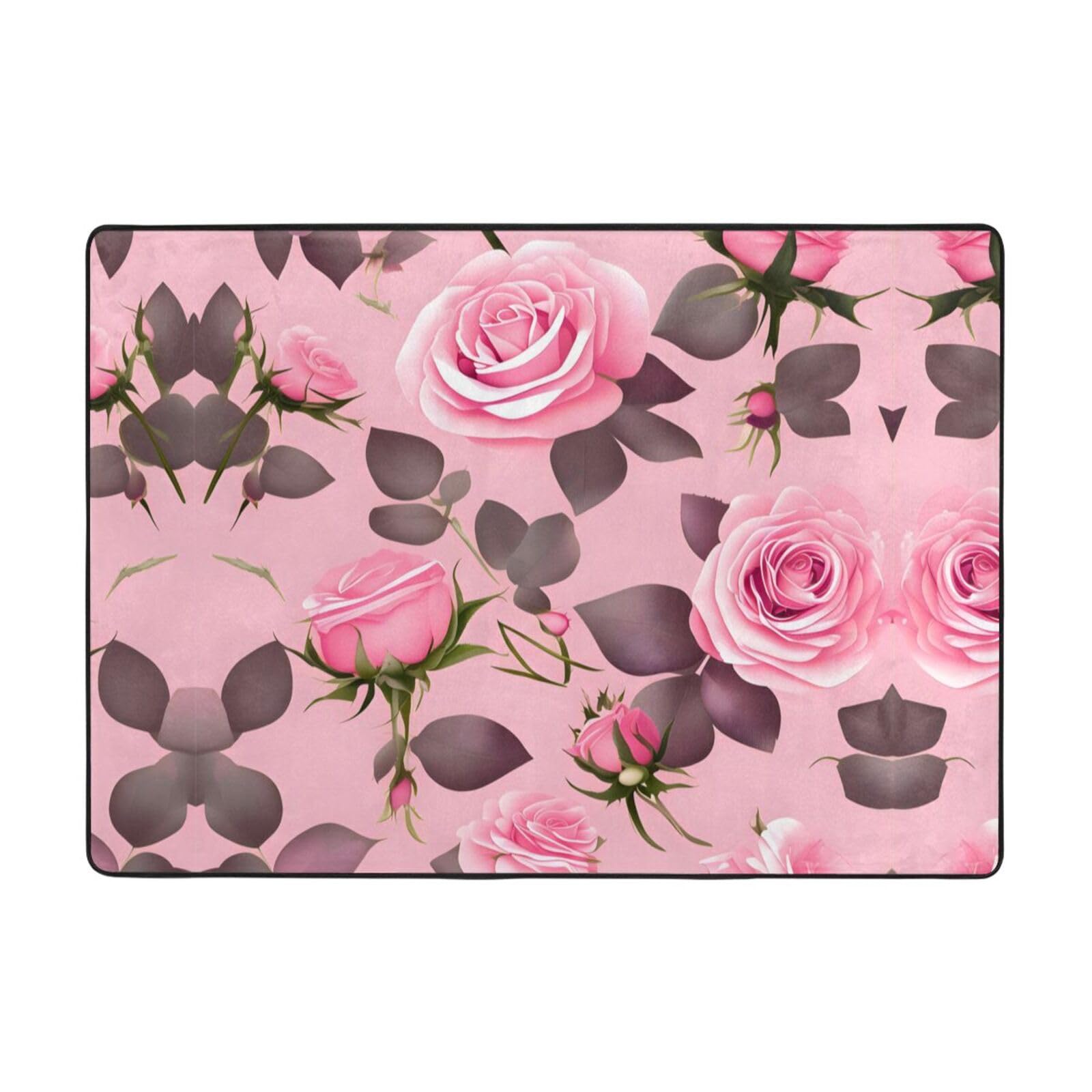 Tapis imprimé jolies roses grand tapis de chambre doux et antidérapant