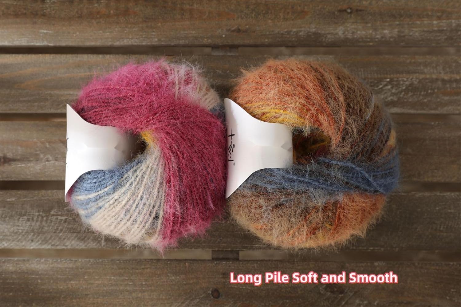 Snowbaby Wool Acrylic Blend Long Pile Yarn,(Worsted) Luxurious Fuzzy Multicolor Gradient Yarn for Knitting and Crocheting Hat Scarf Sweater, 2 * 3.52oz/100g 207yds(53-Clouds at Sunset)