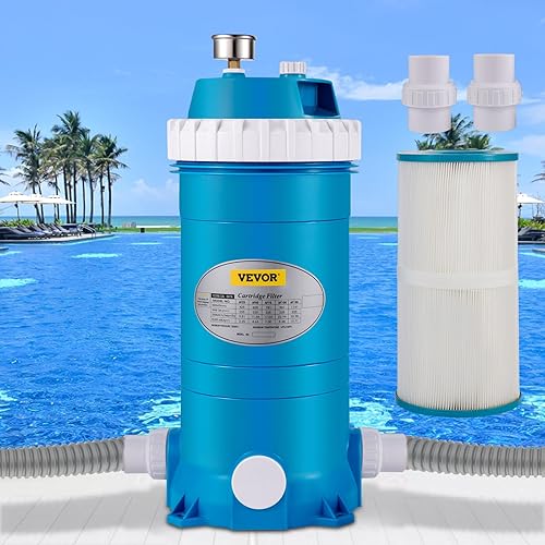 VEVOR Filtro de piscina de cartucho, área de filtro de 50 pies cuadrados en el suelo, sistema de natación sobre el suelo con cartucho de poliéster,