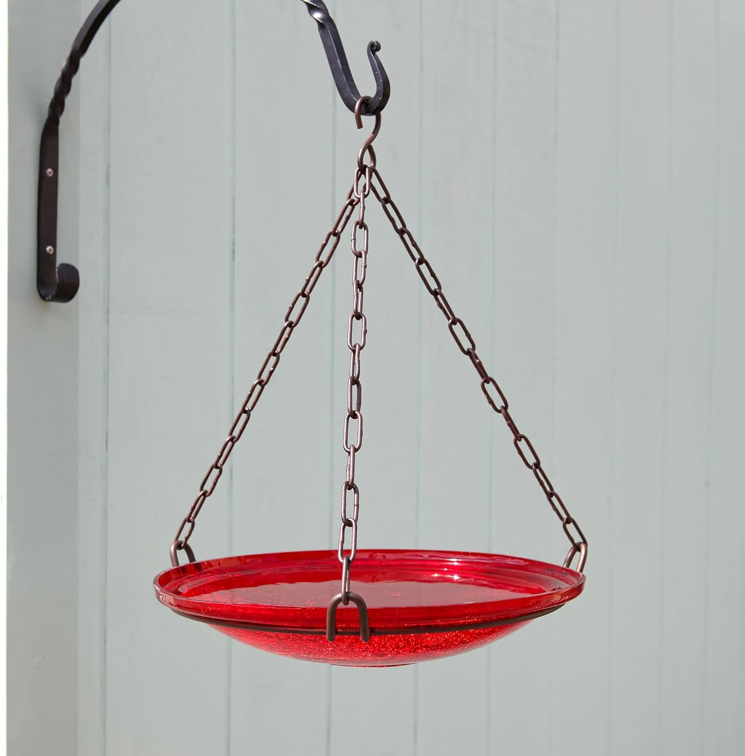 14" Red Hanging Birdbath