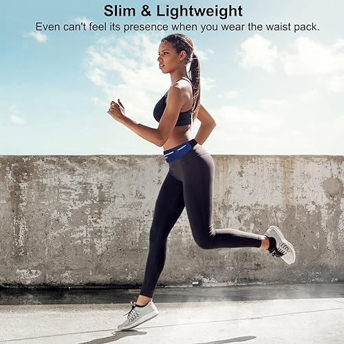 Miniatura 4 de GUZACK Cinturón delgado para correr para teléfono de 6.8 pulgadas, cinturones de correr ultraligeros para mujereshombres, con cremallera