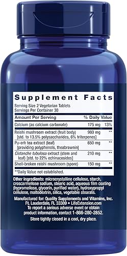 Miniatura 2 de Life Extension Fórmula de senescencia inmune estandarizada Cistanche Reishi PU-ERH Tea, 60 tabletas vegetarianas