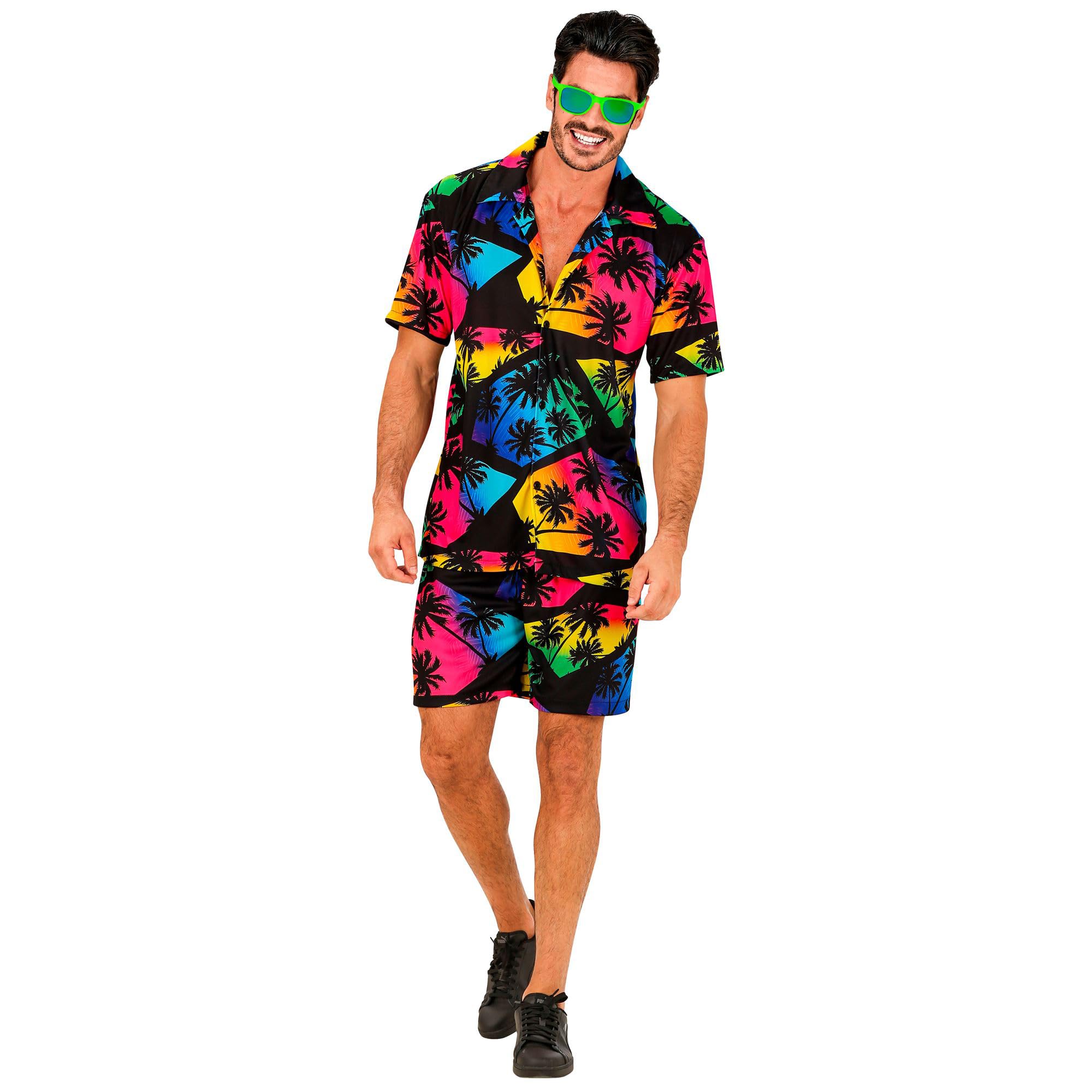 WIDMANN MILANO PARTY FASHION W Hawaiian Costume, Short Sleeve Shirt and Shorts, Flowers, Aloha, Beach Party, Costume