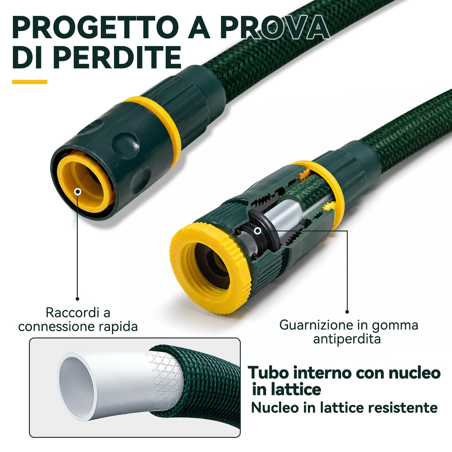 HERZO Tubo da giardino estensibile da 30 m, tubo flessibile espandibile con 7 regolazioni, pistola a spruzzo multifunzione, 30 m