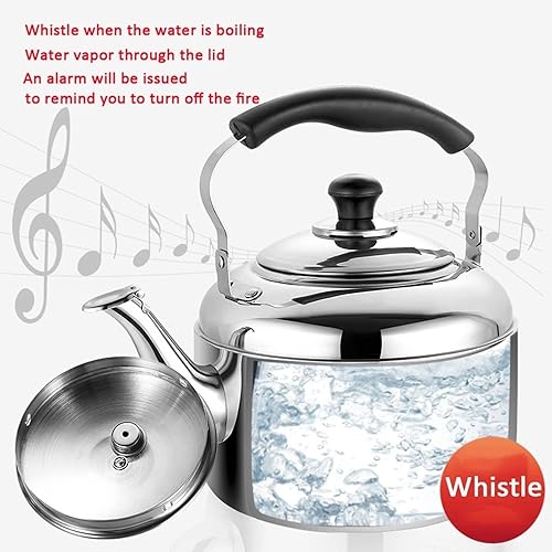 Miniatura 4 de BZGWECD Tetera para estufa tetera de acero inoxidable silbante mango ergonómico que se puede utilizar para calentar café con leche color un color