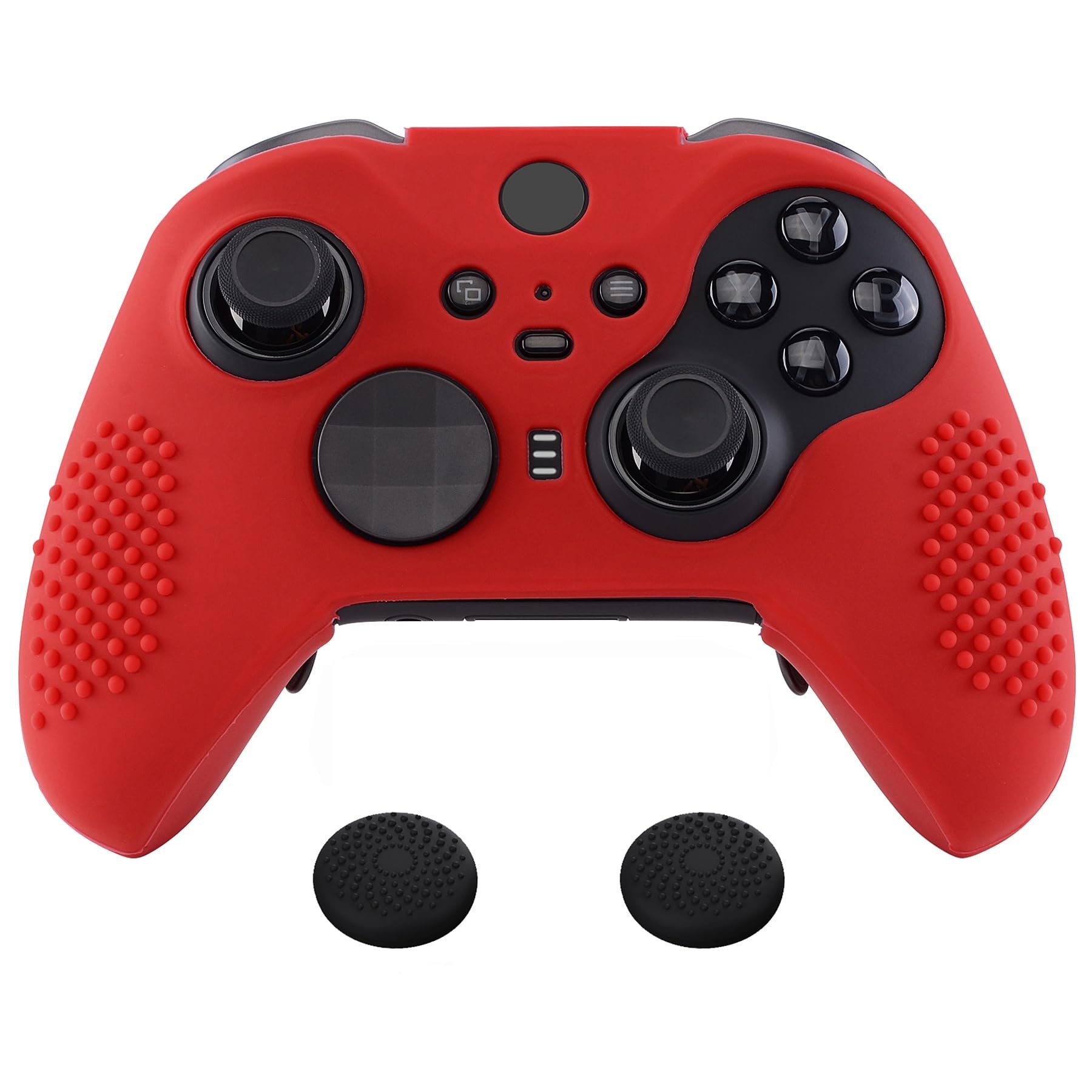 eXtremeRate PlayVital Red Soft Anti-Slip Silicone Cover Skins, Controller Protective Case for Xbox One Elite Series 2, Elite 2 Core with Thumb Grips Analog Caps