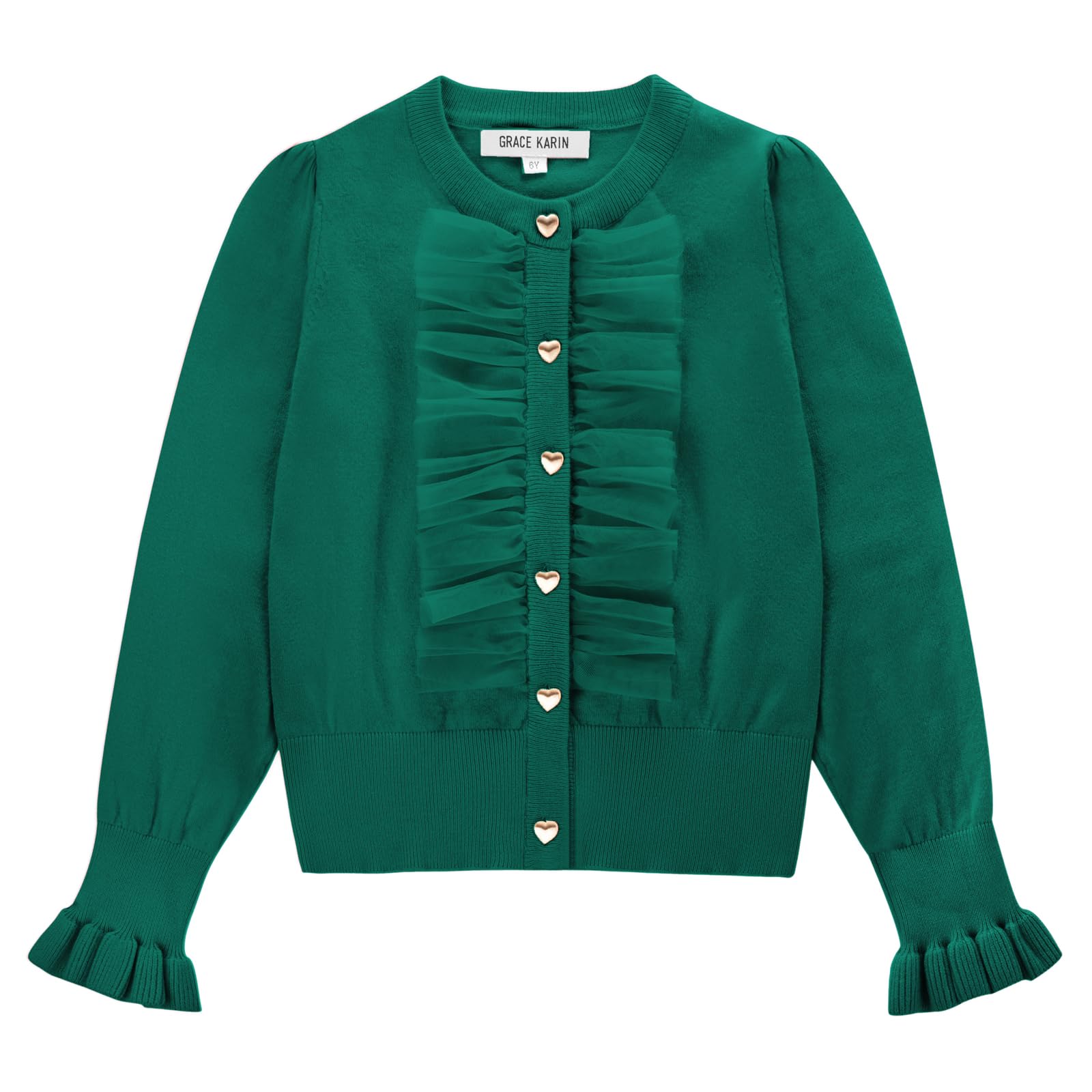 Dark Green Cardigan for Girls 8-10 Years Button Uniform Sweater for Christmas