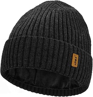 Strick Beanie Mütze für Herren und Damen, Winter Weiche Bündchen Wollig Dehnbar Dick Warm Fleece Gefüttert Totenkopf Mütze Alltags Geschenke