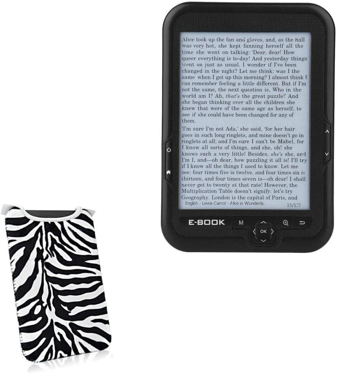 BoxWave Case Compatible with Hakeeta E-Reader (6 in) - Zebra Plush SlipSuit, Animal Print Padded Soft Sleeve
