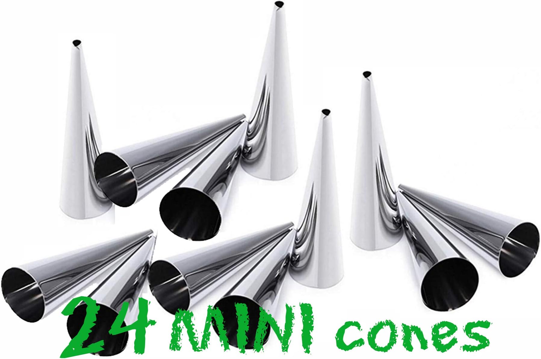 Cream Horn Molds Mini - 3 Inch Long, 0.5 Inch opening - Small Lady Lock Form Set of 24 Pastry Forms, Cone Molds. stainless Steel