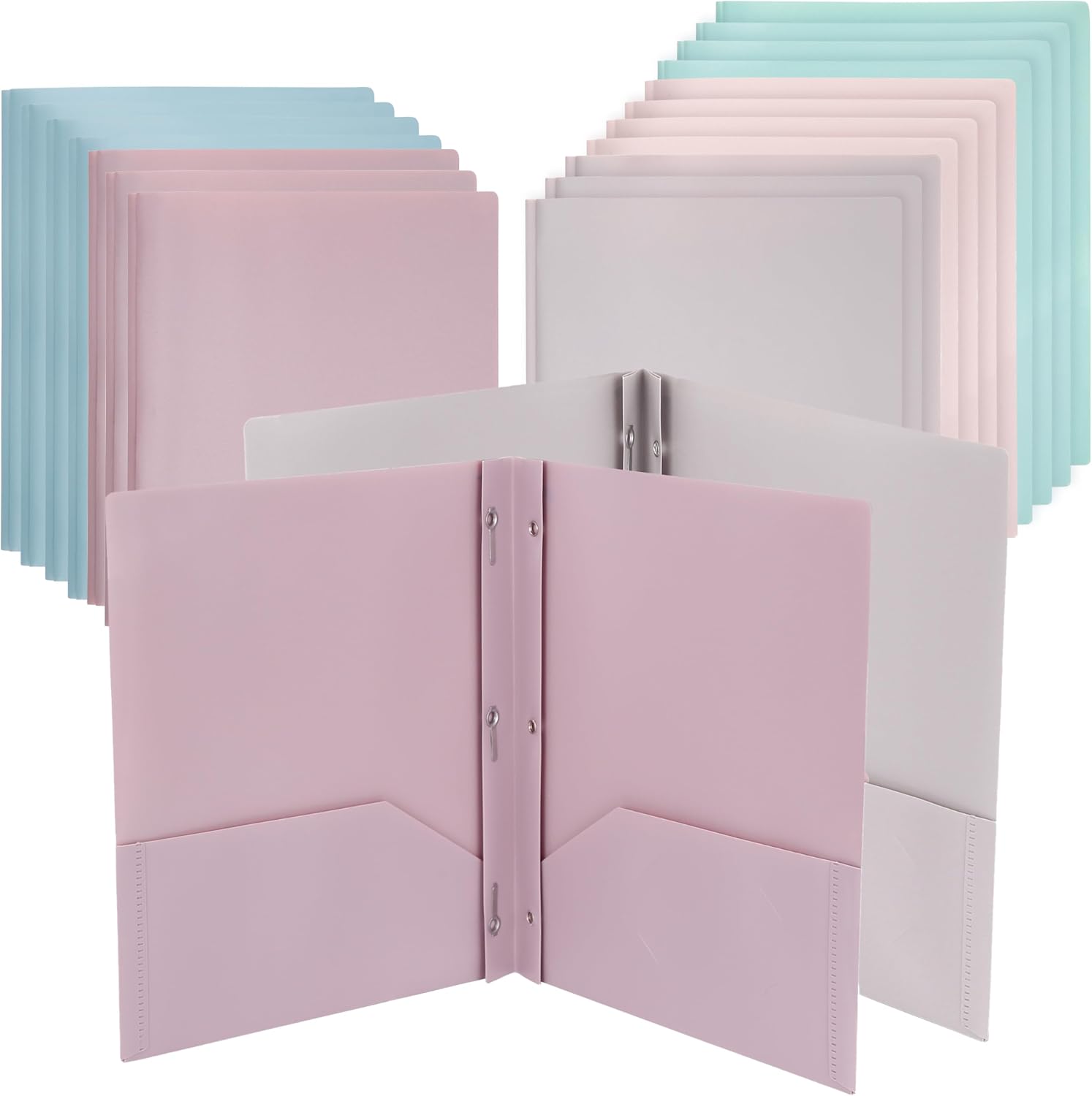 Mr. Pen- Plastic Folders with Pockets and Prongs, 20 Pack, Letter Size
