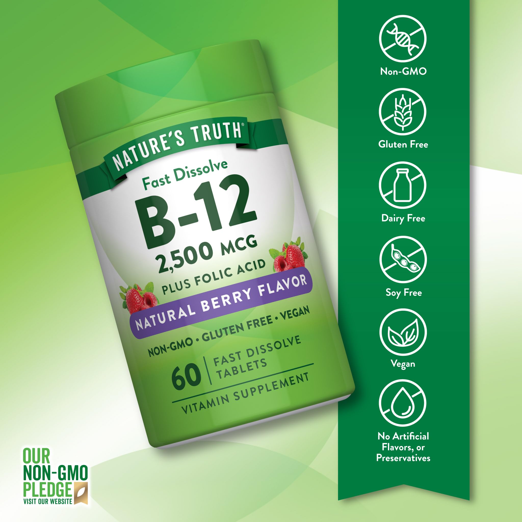 Nature's Truth B12 Vitamin | 2500 mcg | 60 Fast Dissolve Tablets — Amazon image 3