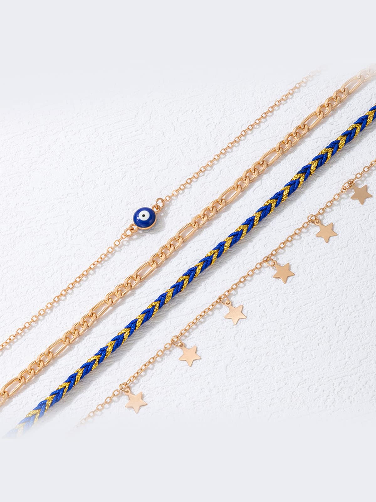 Modern Toned Star Charm Combo Anklet for Women
