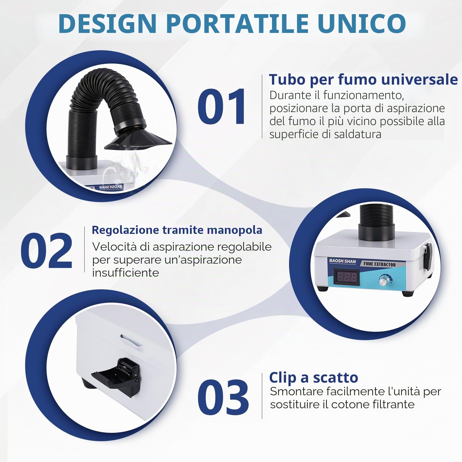 BAOSHISHAN Aspiratore fumi di saldatura, eliminazione fumi