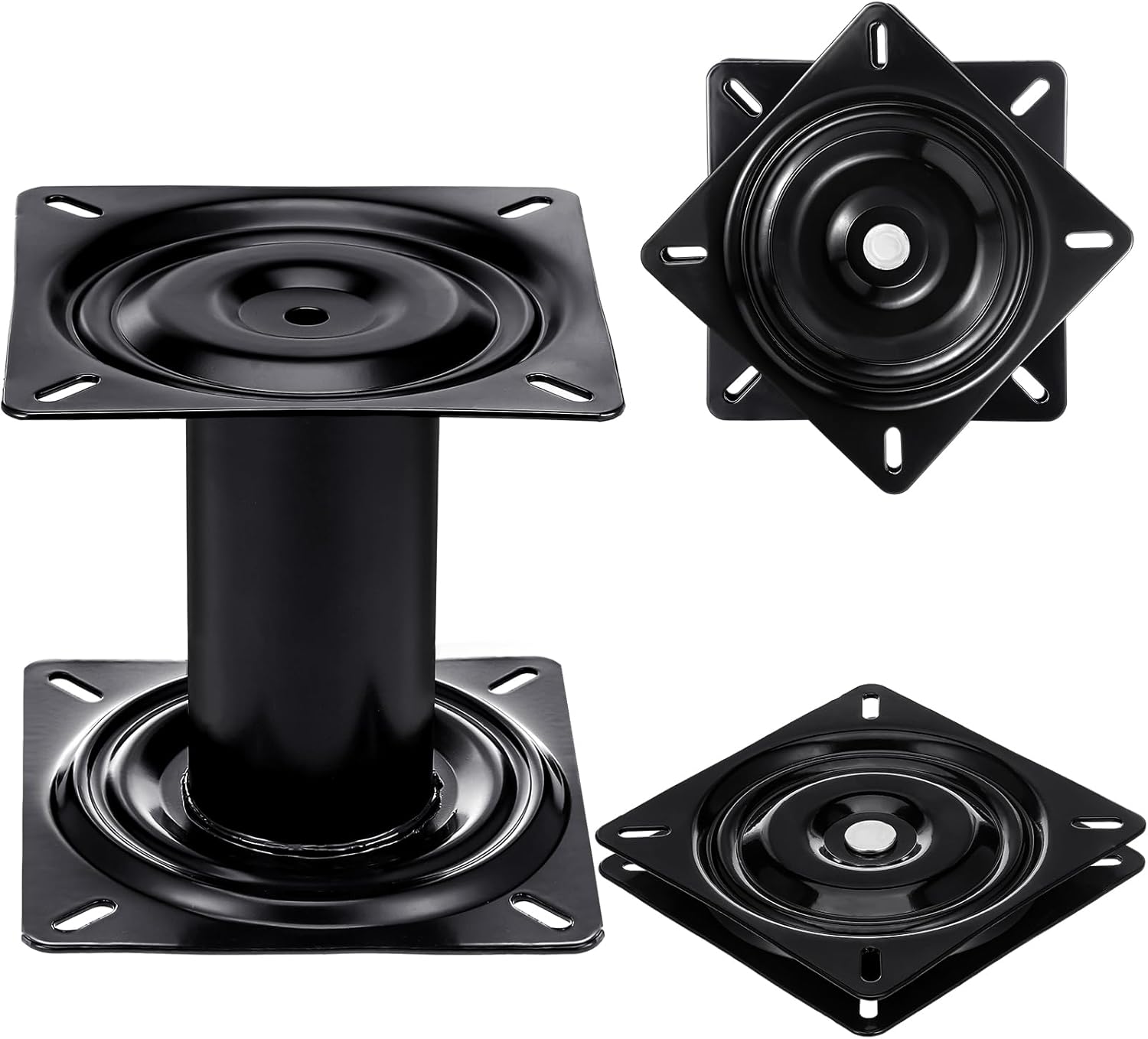 2 Pcs Boat Seat Base Adjustable Boat Seat Pedestal and 360 Degree Swivel Plate Replacement Adjustable Base for Swivel Pedestal Yacht