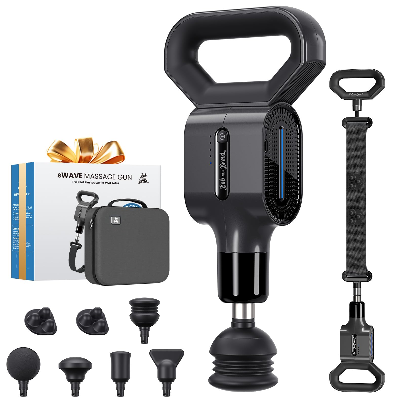 BOB AND BRAD Massage Gun with Massage Strap for Hard to Reach - Dual-Mode Percussion Compression Massager for