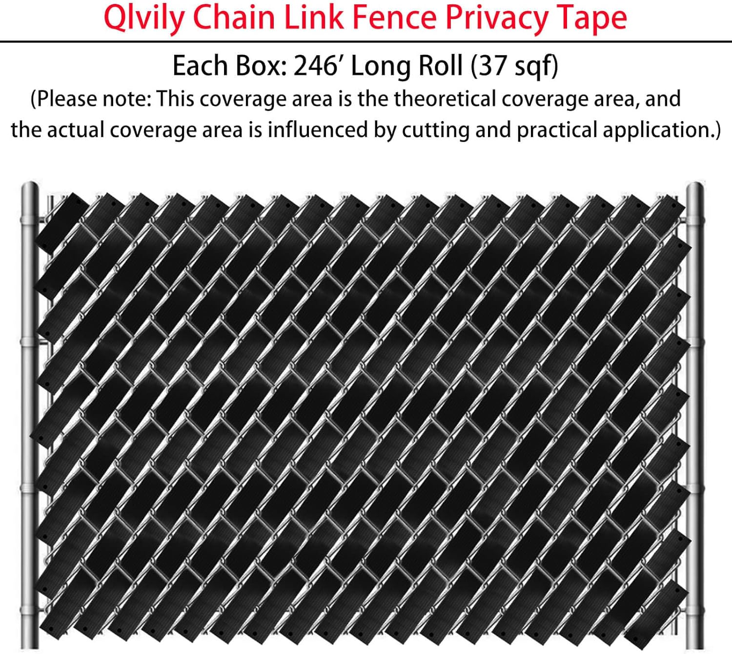 Chain Link Fence Privacy Tape, 246ft x 0.15ft Chain Link Fence Slats, Fence Covering Privacy, Black (200PCS Button + Puncher Included)