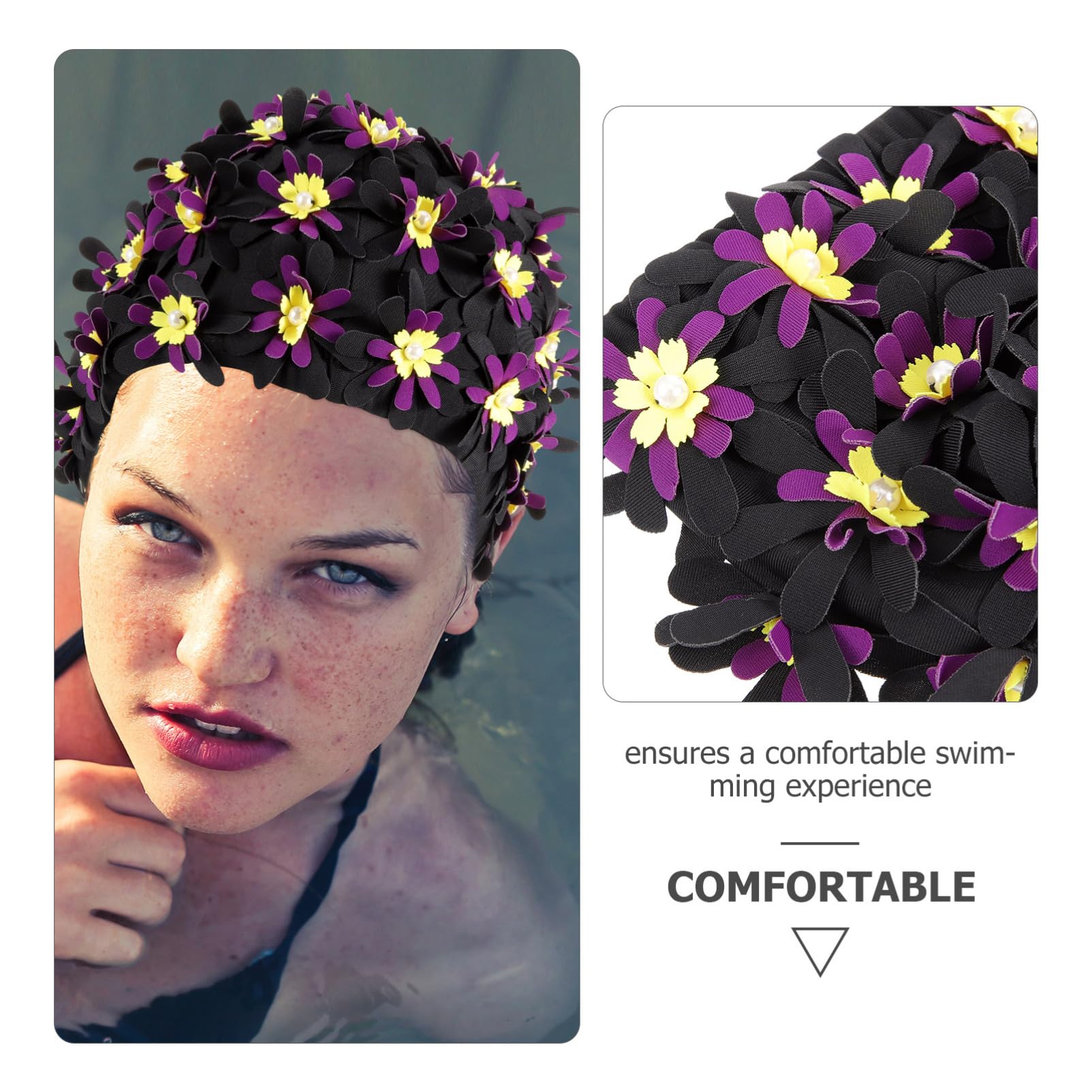 Abaodam Aumentar El Sombrero De Natación De Flores Mujeres De Sombrero De Baño Gorro De Baño Chicas Gorro De Baño para El Cabello Nadar Largo Tapa Poliéster