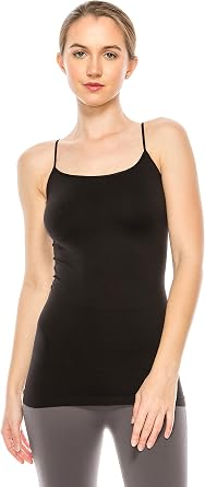 Kurve Womens Seamless Camisole Tank Top Stretch Spaghetti Strap Cami with UV Protective Fabric, UPF 50+ Made in USA
