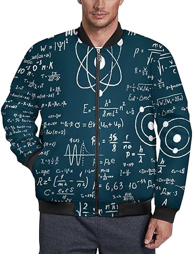 Miniatura 1 de Physical Mathematics Science Formula Men's Bomber Jacket Zip Up Windbreakers Slim Fit Outwear Fall Winter Coats