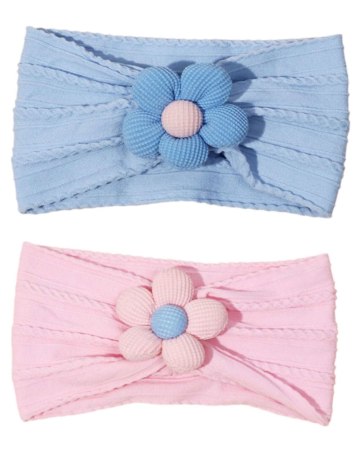 KGDUYC 2 Pieces Baby Hair Bands, Newborn Hair Bands, Elastic Newborn Hair Bands for Children Hair Girl Headband Accessories (Blue + Pink)