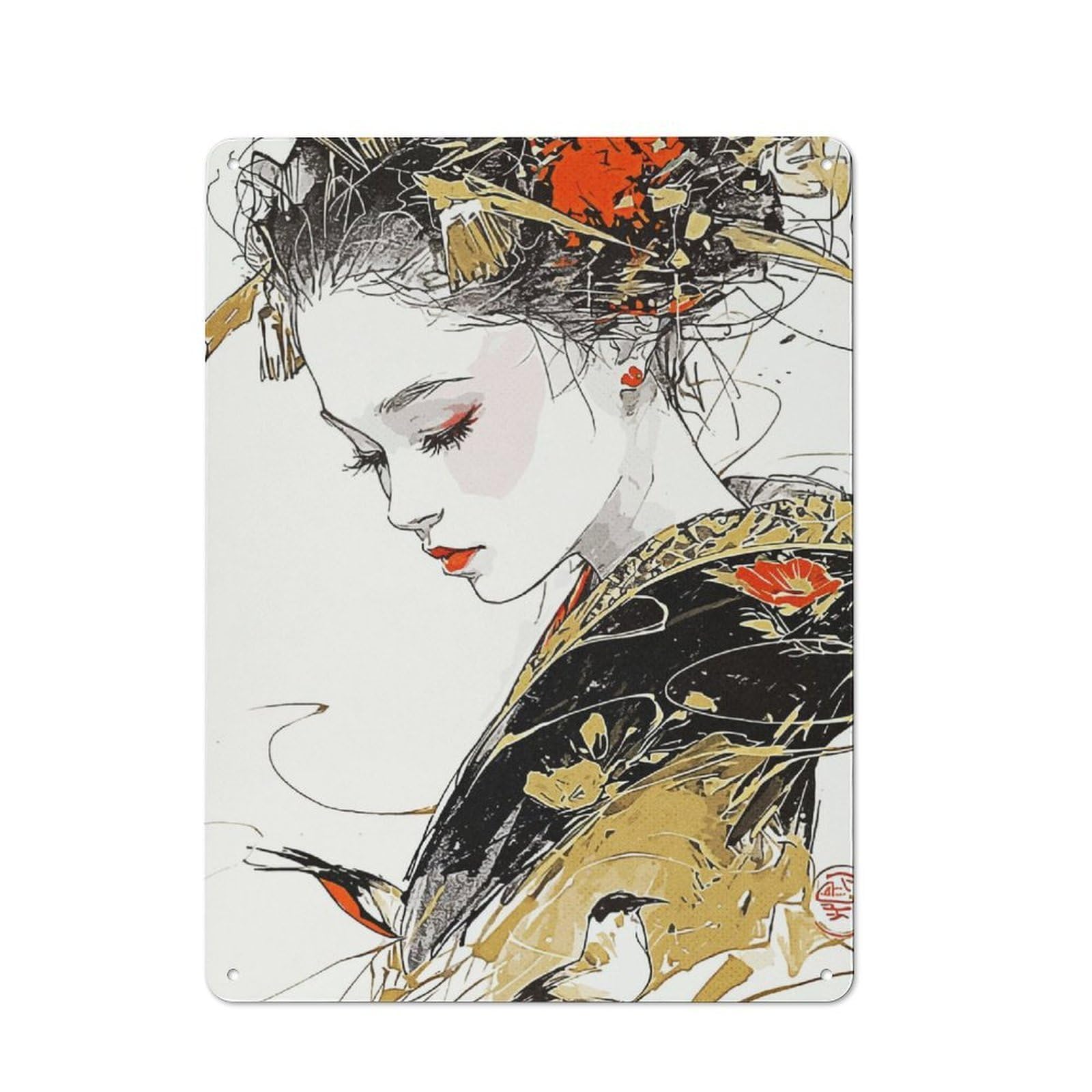 Junmoney Traditional Of Japan Metal Plaque 40X30cm With For Garage Wall, Vintage Decor, For Vintage Wall Decor Fans, For Metal Sign Collectors