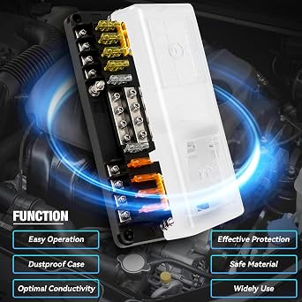 16 Way Fuse Block Marine Panel Fuse Box Kit 16 Circuit Fuses Holder with Led Indicator Waterpoof Cover for 12V/24VCar Rv Boat Marine Automotive