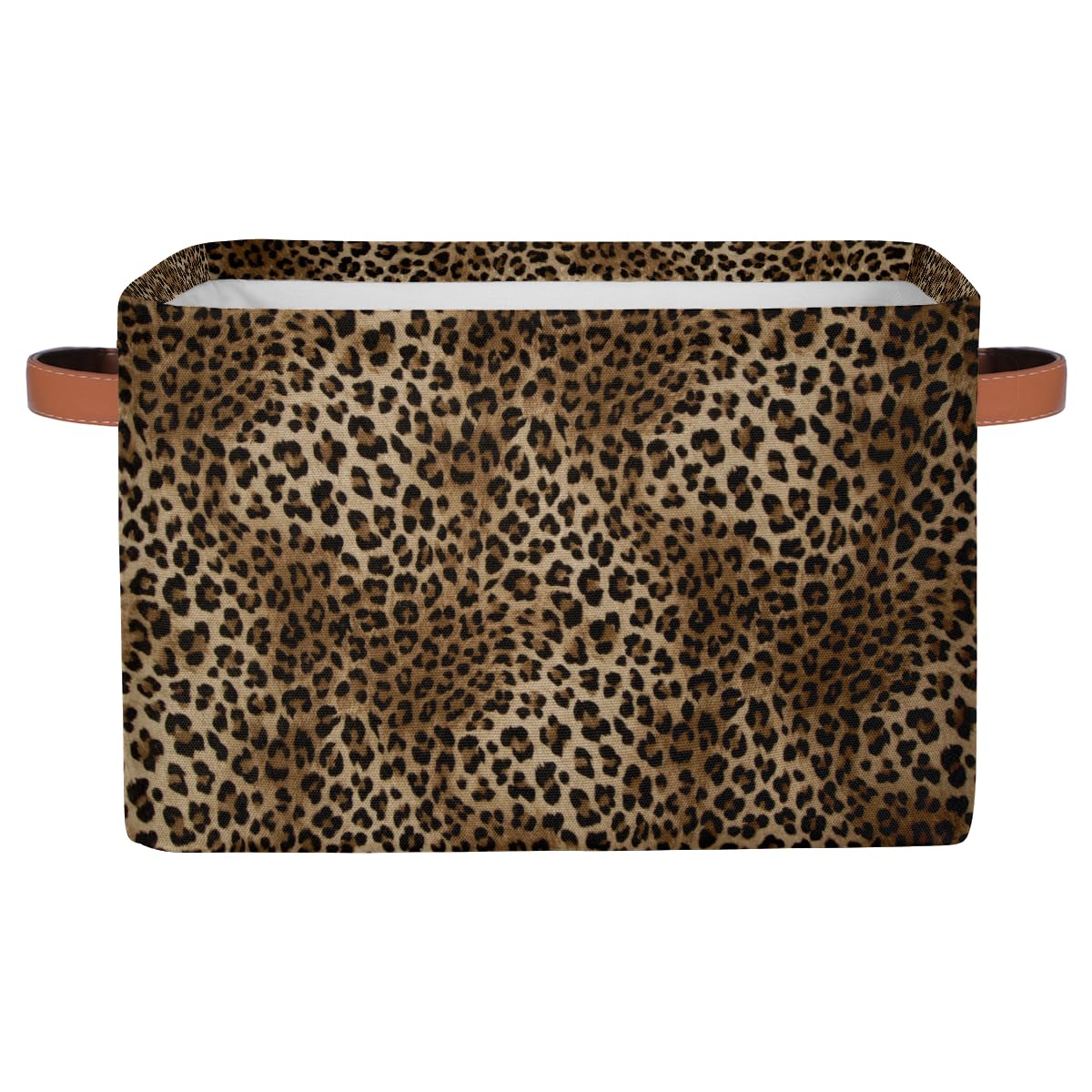 Basket Storage Bins Animal Leopard Cheetah Skin Rectangle Cube Basket Box Kids Girls Boys Toys Organizer Beaket Decor Foldable with Handle for Living