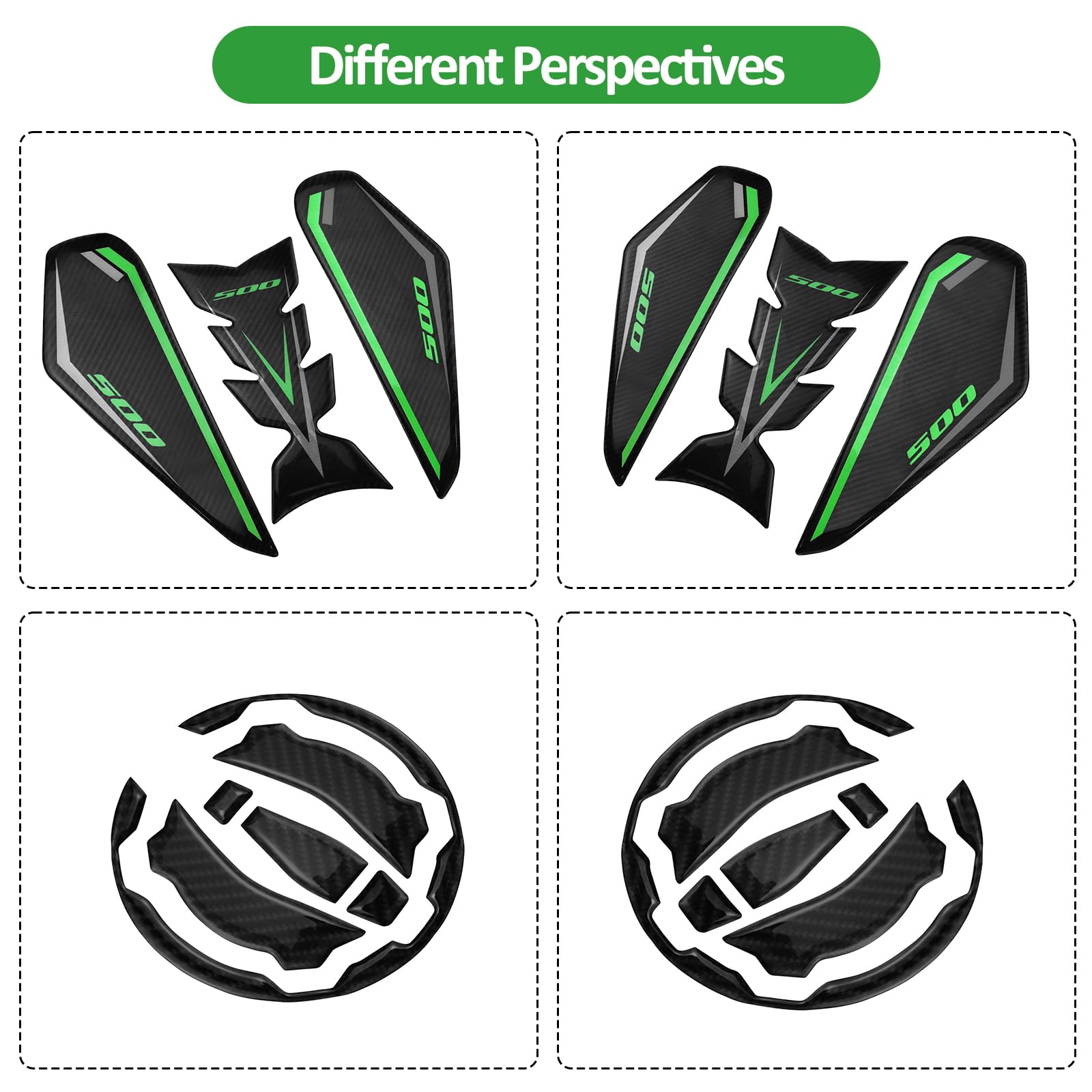 Protège-réservoir pour Kawasaki Ninja 500 Z500 SE 2024-2025, vert