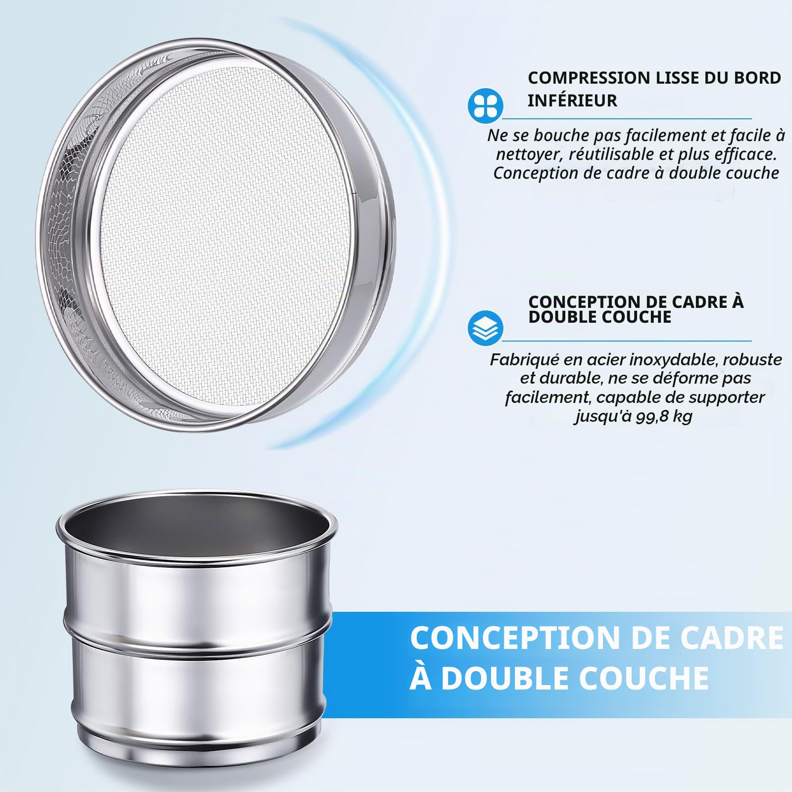 PATIKIL 80 Mesh (0.2mm) Tamis De, 3.9" (10cm) Diamètre Écran De Tamisage 304 Toile Métallique En Acier Inoxydable Tamis À Maille Fine Pour Tamisage Tamis À Sol Écrans De Tamisage