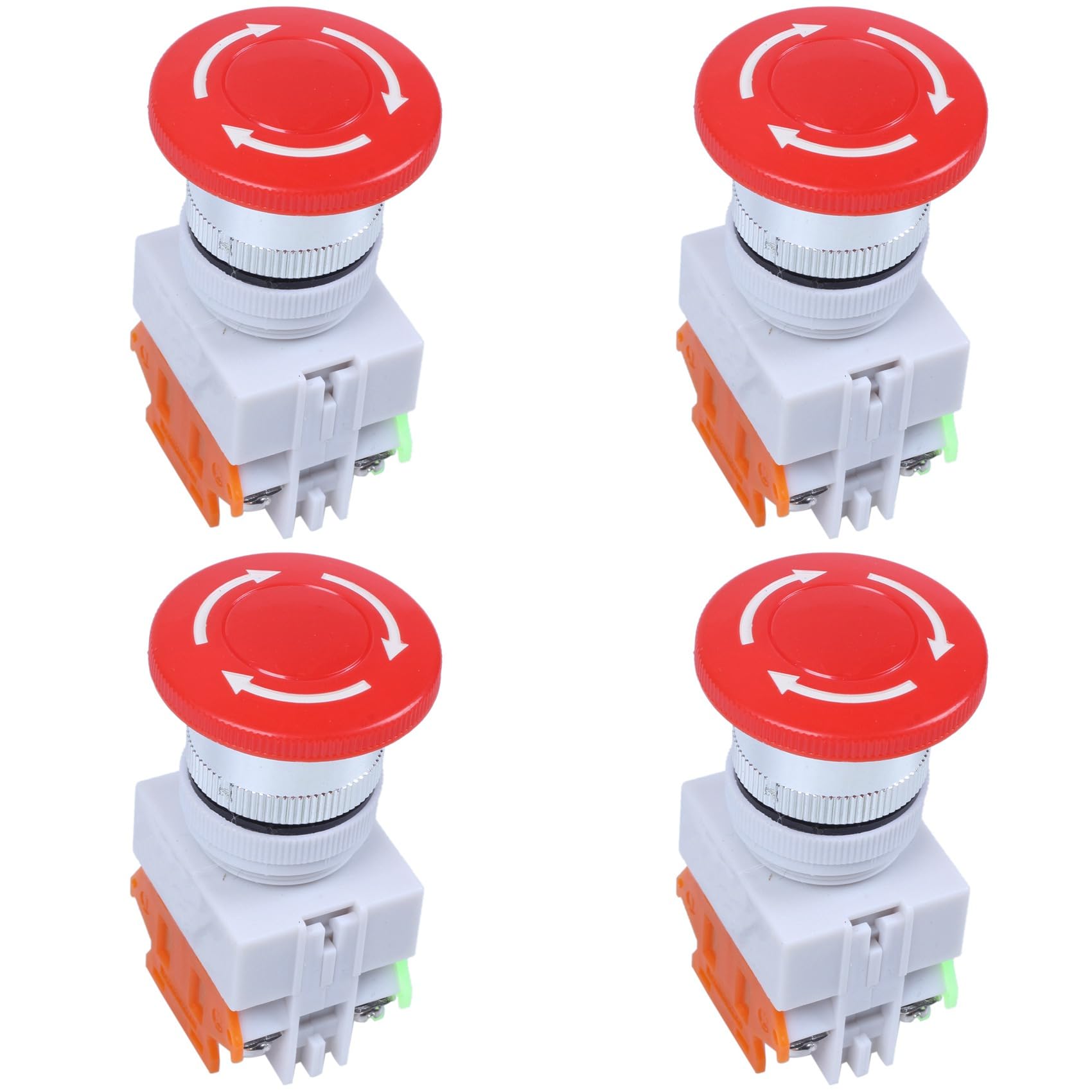 Jnchdghwa As Picture Shown 4X Red Mushroom Cap 1No 1Nc Emergency Stop Push Button Switch Ac 660V 10A