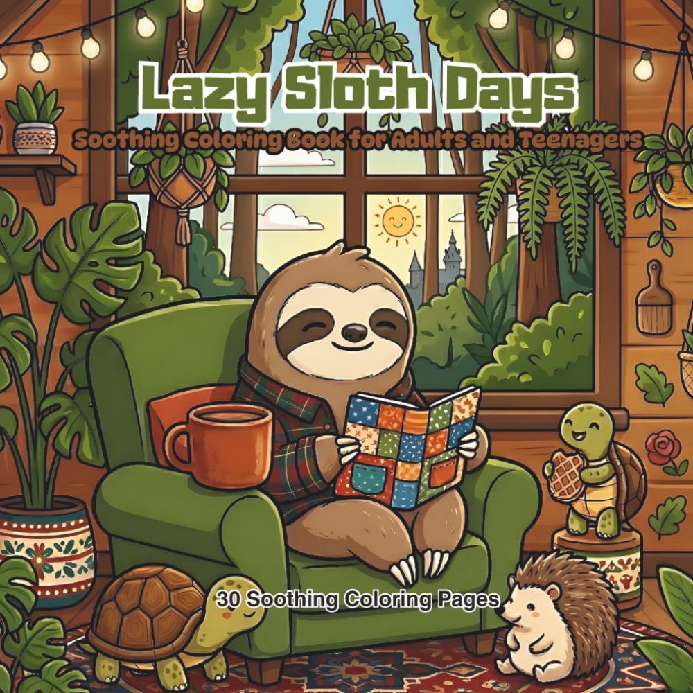 Lazy Sloth Days: Charming and Relaxing Forest Haven Scenes with Cottage Inhabitants