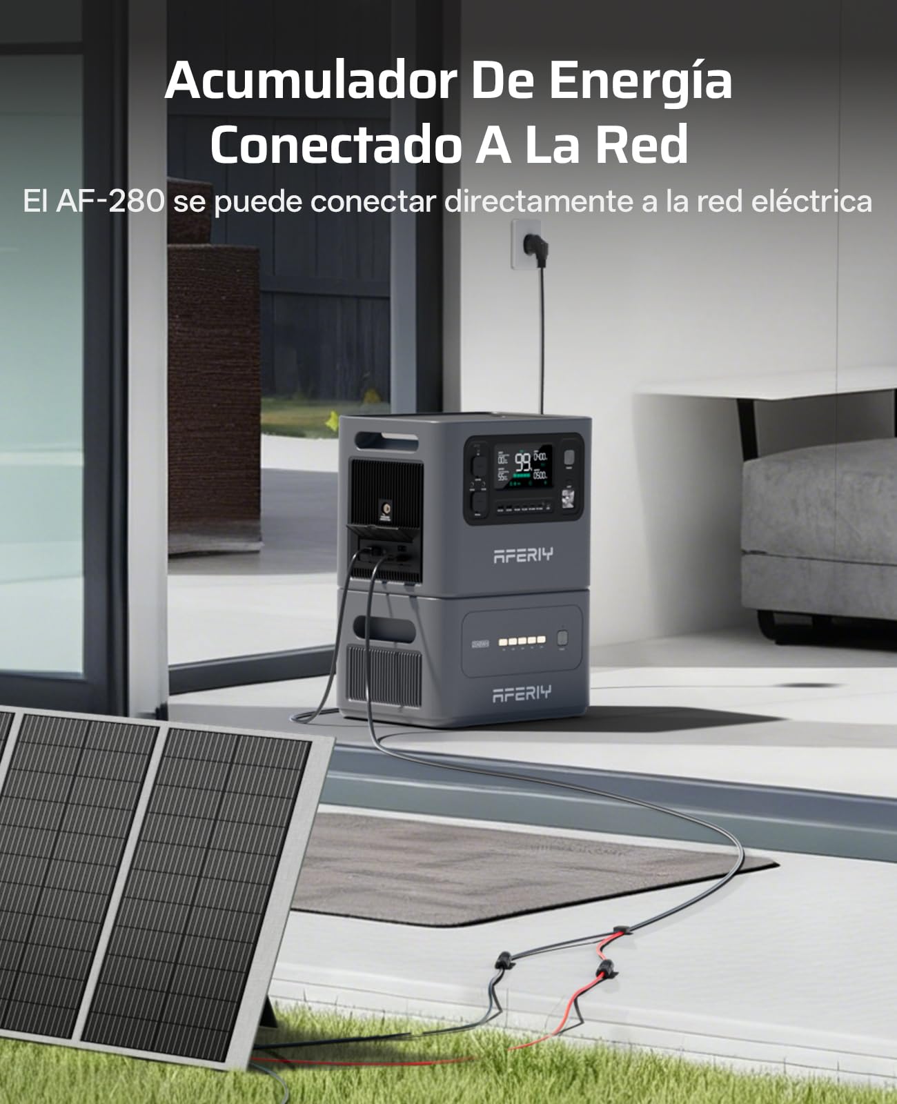 AFERIY 4096Wh - Generador eléctrico (2800 W, con 1 batería adicional, estación eléctrica portátil, capacidad ampliable, generador solar para uso doméstico/autocaravana/fallo de corriente