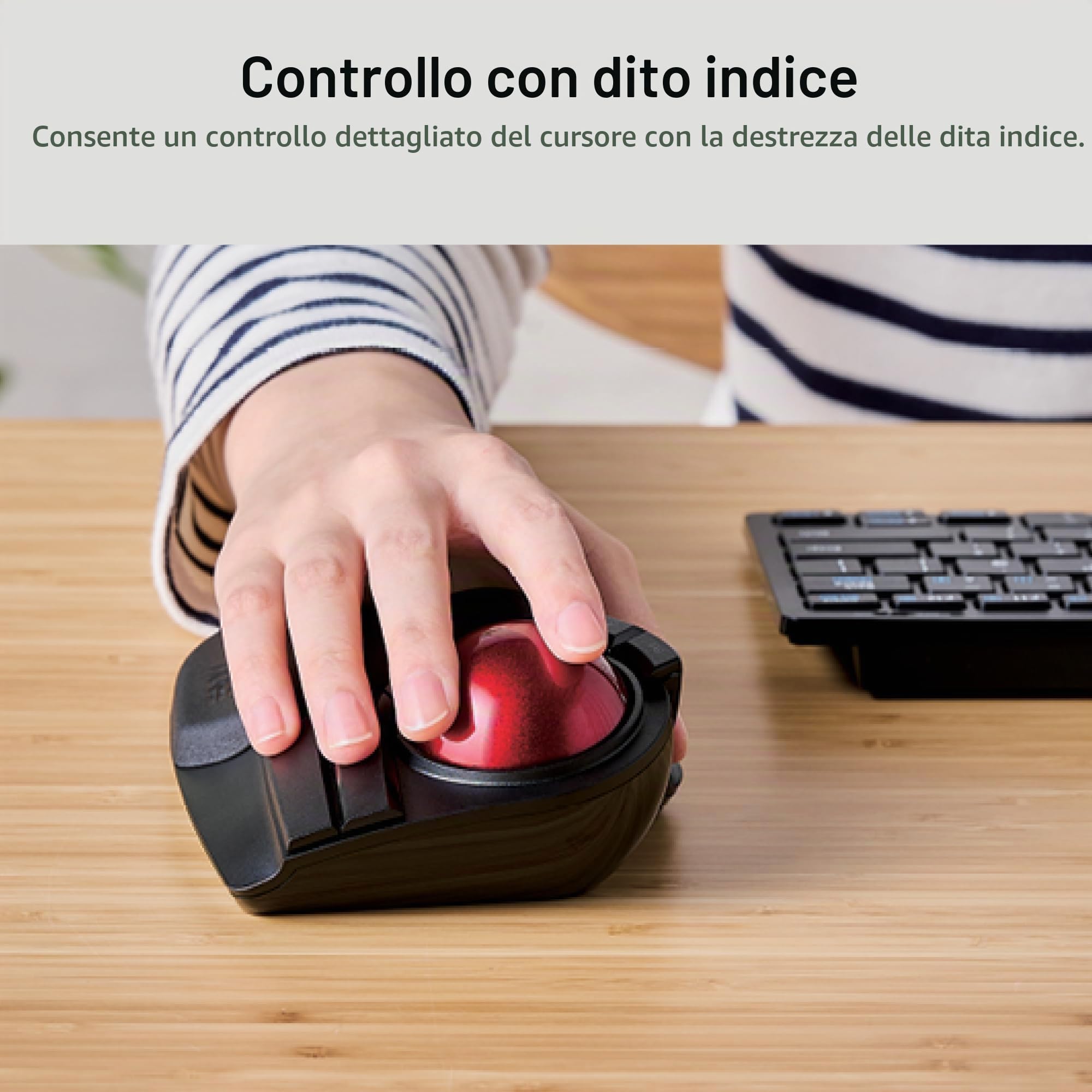 Elecom HUGE Trackball Mouse, 2,4 GHz wireless, controllo delle dita, funzione a 8 pulsanti, poggiapolsi attaccato, palla rossa liscia da 52 mm, Windows11, MacOS (M-HT1DRBK)