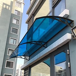 Curved Awning Canopy Snow and Rain Blocker Overhang Awning Easy Assemble Sun Shade Shelter Eaves Overhead, for Patio Windo...