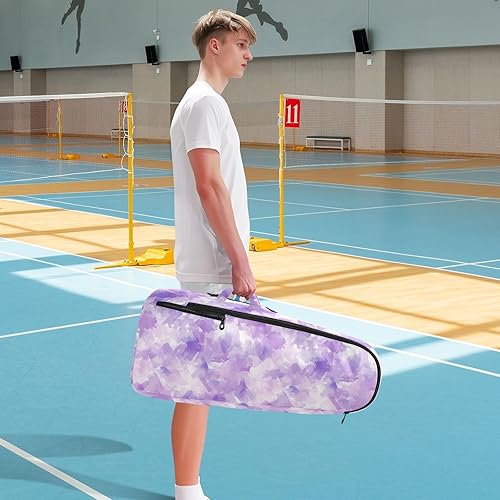 Miniatura 8 de Mochila de tenis para bádminton, ligera, abstracta, acuarela, lila, morado, rosa claro, 2 raquetas, bolsa de tenis acolchada, bolsa de gimnasio para