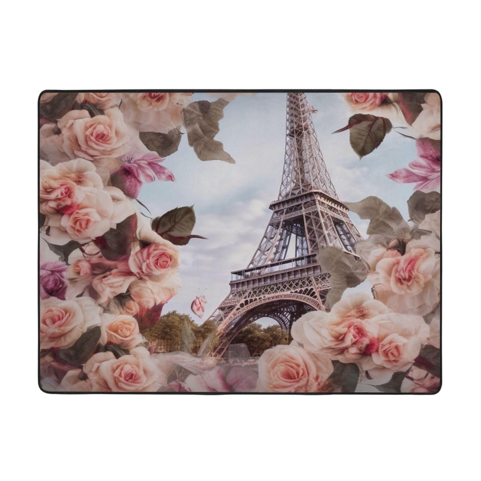 Tapis moderne Tour Eiffel grand tapis doux salon et chambre a coucher 160x121