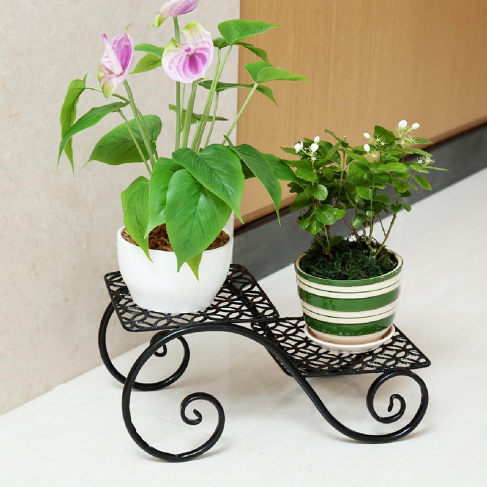 XUEFEIFAN Wrought iron Multilayer creative Balcony flower Living room flower pot rack Ground Office small flower racks-C
