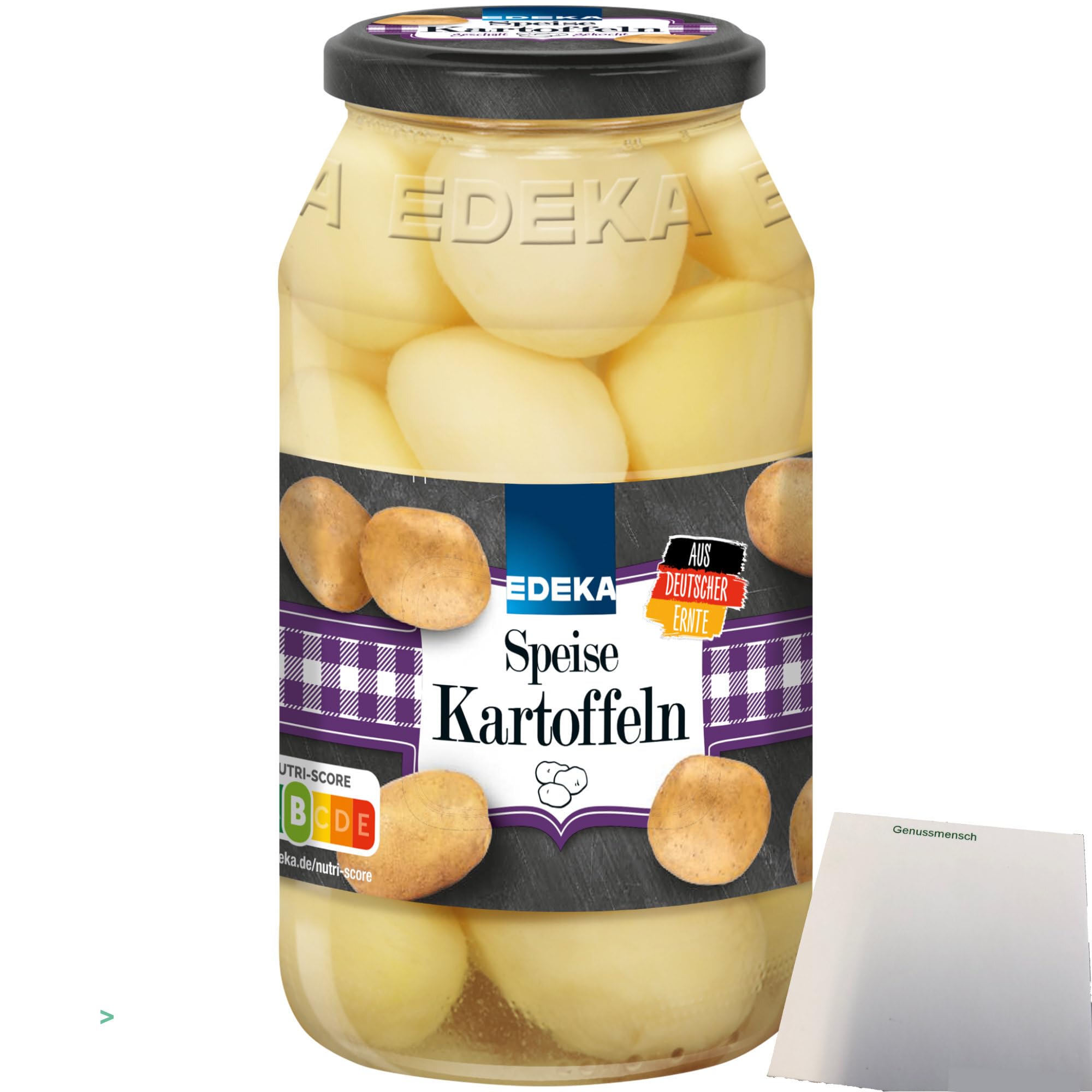 Edeka Speisekartoffeln küchenfertig geschält und gekocht (680g Glas) + usy Block