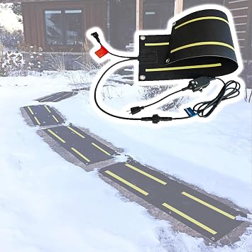 Heated Snow Melting Mats Outdoor - Anti-Slip Rubber Heated Sidewalk Mats for Walkways - Winter Ice and Snow Melting Mats for Decks and Driveway,2 in/h Speed Ice and Snow Heated Mat,1pcs,10x30i