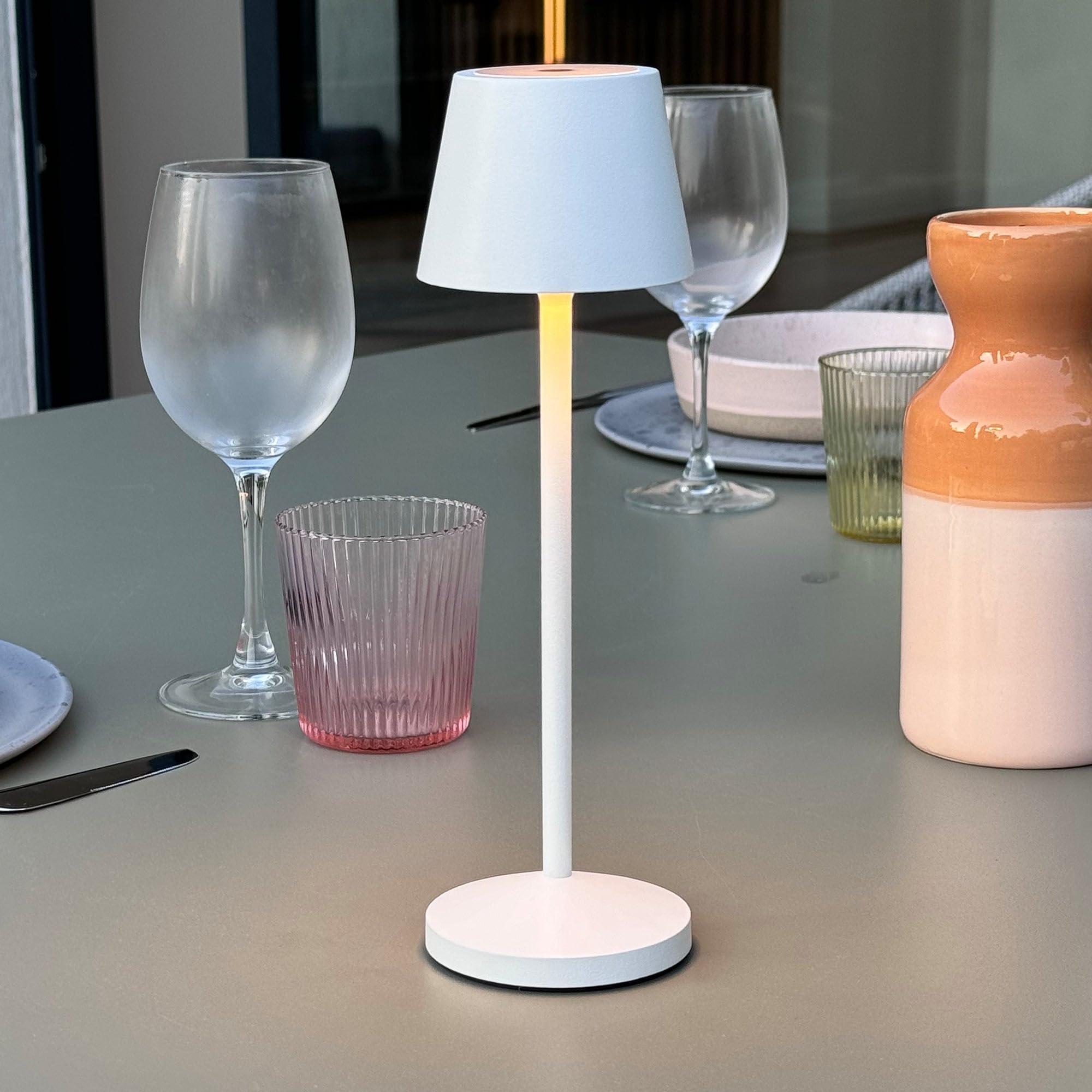 Lumisky EMILY Tischleuchte, kabellos, LED, warmweiß, dimmbar, Höhe 25 cm, Weiß