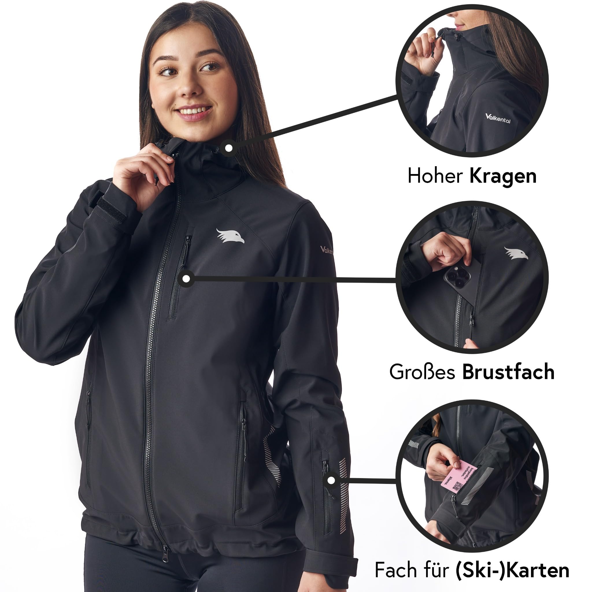 Valkental® Reflektierende Funktionsjacke [Das Original] - Damen - Wasserabweisend & Winddicht | Doppel Reißverschluss | Geeignet als Laufjacke, Fahrradjacke & Übergangsjacke | VERTEX Jacke