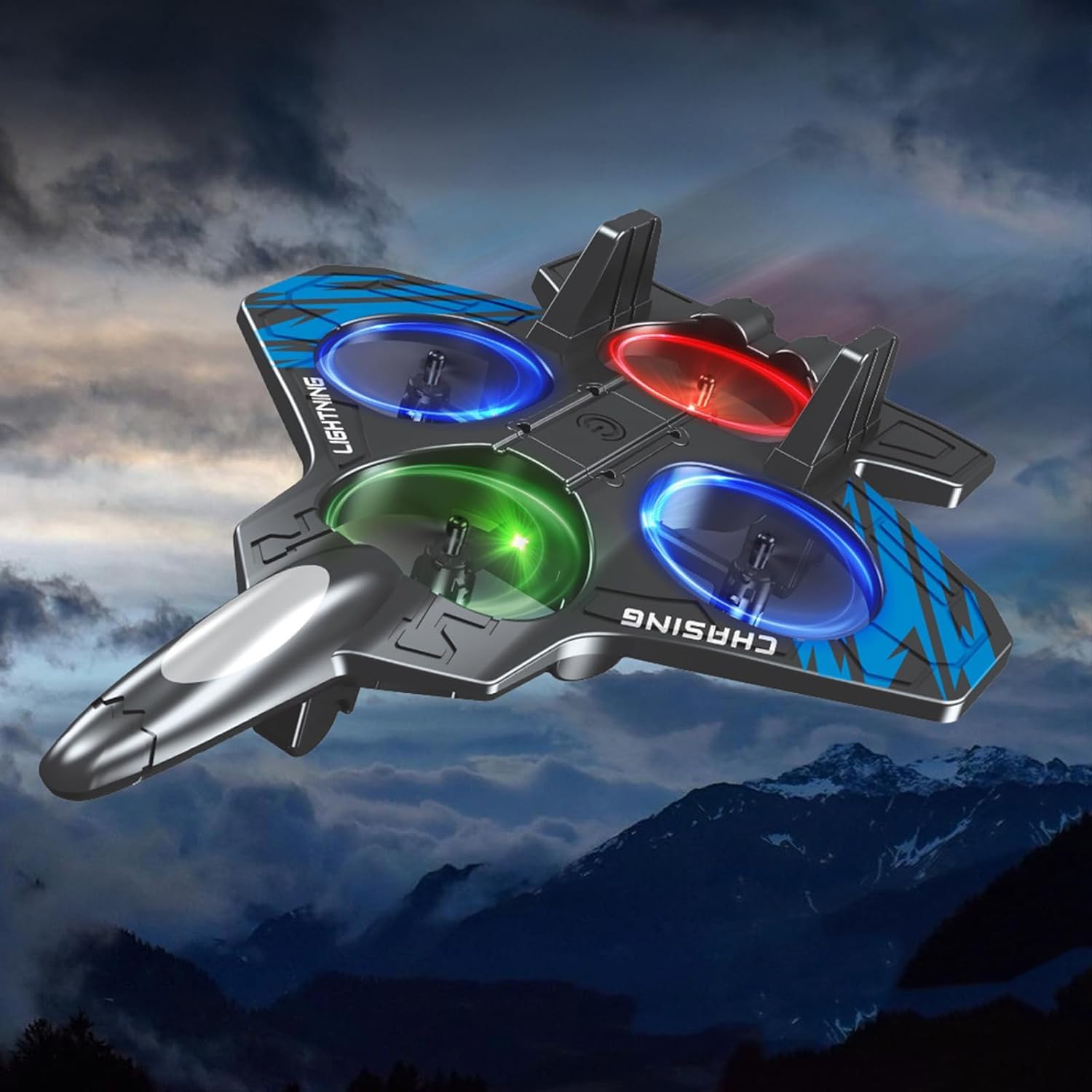 harayaa Aereo telecomandato Hobby Elicottero Jet da Combattimento con Luce per Bambini e Adulti 8-16, Batteria Blu Due